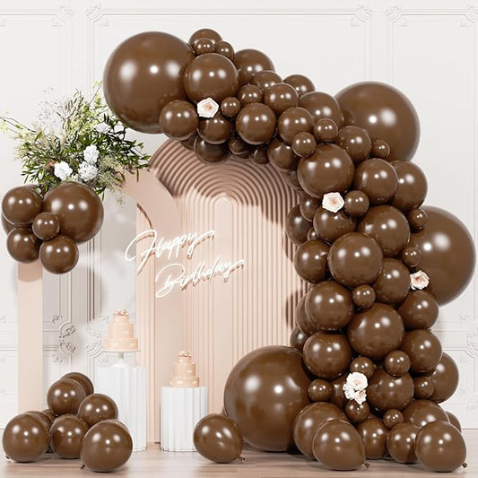 104pcs Dark Brown Balloons - 18/12/10/5 Inch Coffee Brown Neutral