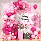 Pink 3rd Birthday Balloons Decorations, Hot Pink Rose Polka Dots