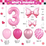 Pink 3rd Birthday Balloons Decorations, Hot Pink Rose Polka Dots