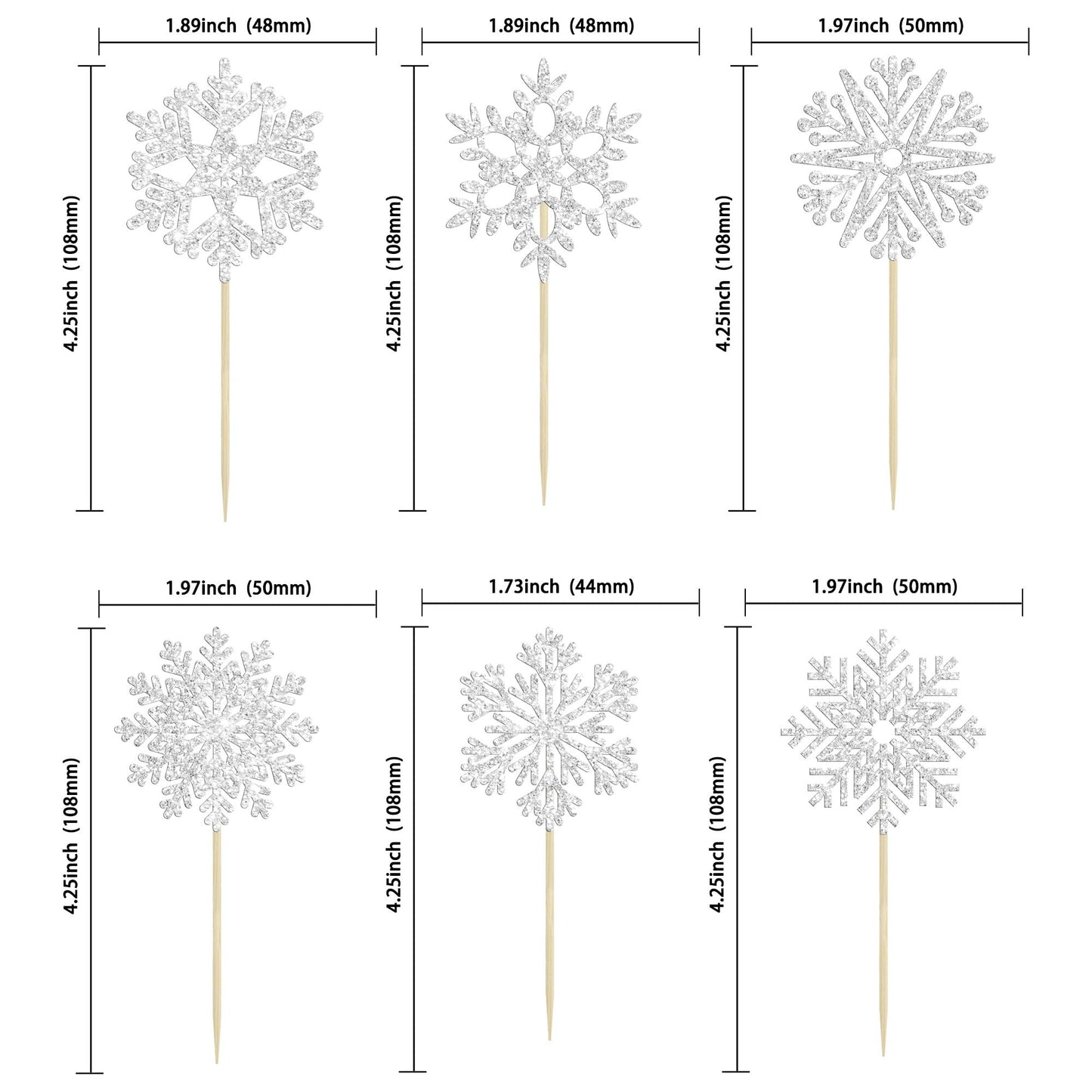 36Pcs Snowflake Cupcake Toppers Frozen Cupcake Picks Winter Frozen