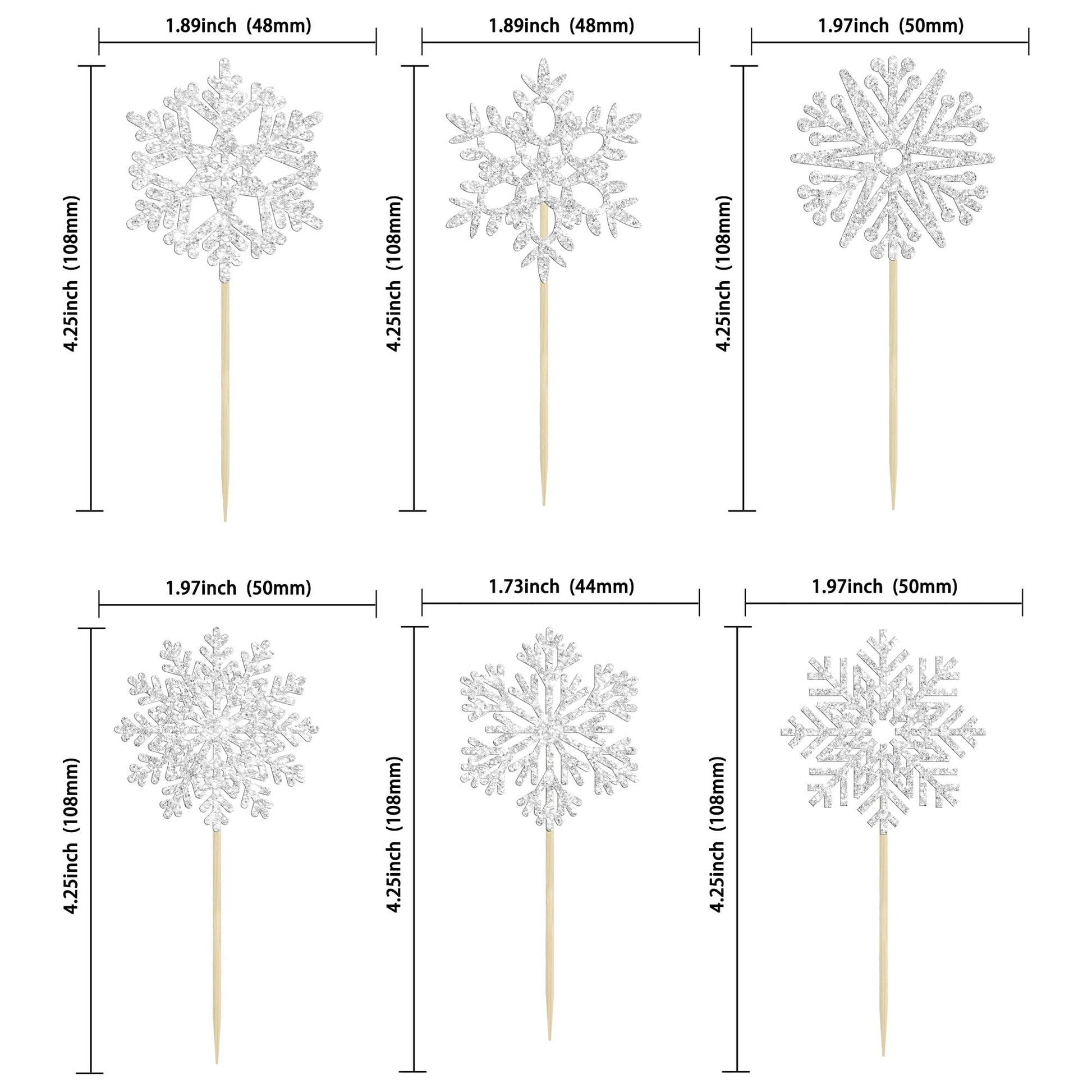36Pcs Snowflake Cupcake Toppers Frozen Cupcake Picks Winter Frozen