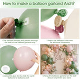 Pink and Green Neutral Balloon Arch Kit, Pink White Green Balloon