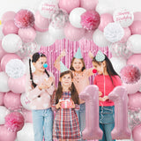 11th Birthday Decorations for Girls Pink Number 11 Balloon Bow