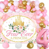 Four Ever a Princess Birthday Decorations Pink Gold Balloon Garland