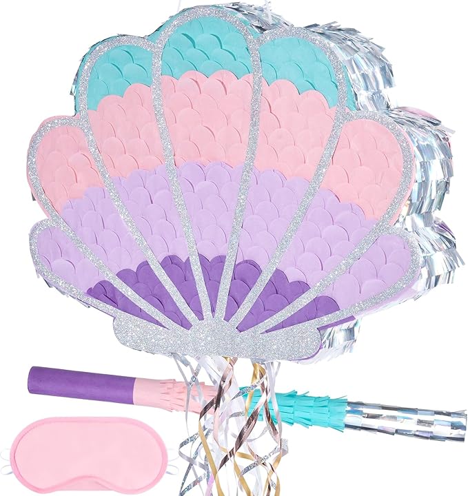 Mermaid Seashell Piñata Pink Shellfish Piñatas for Kids Girls