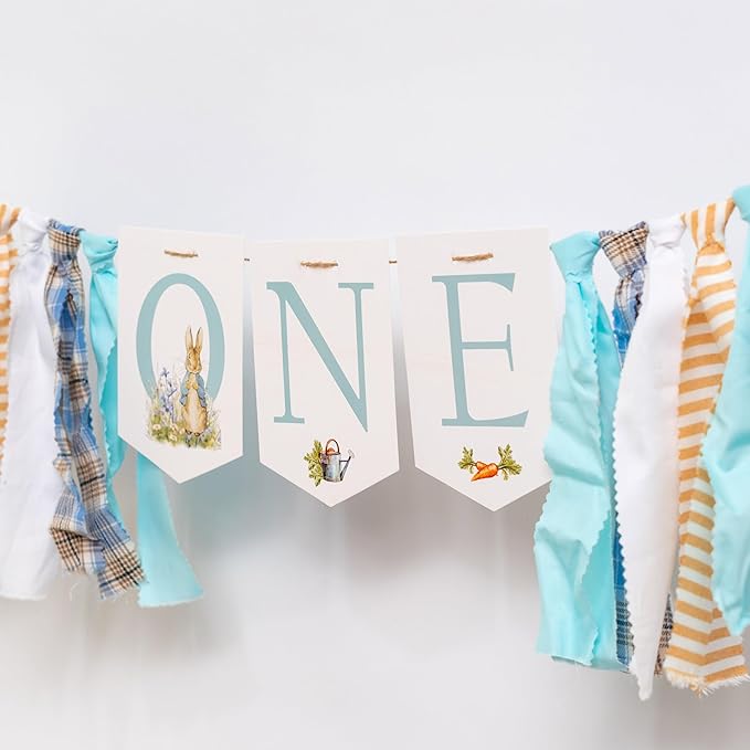 Rabbit One High Chair Banner First Birthday Party Highchair Banner