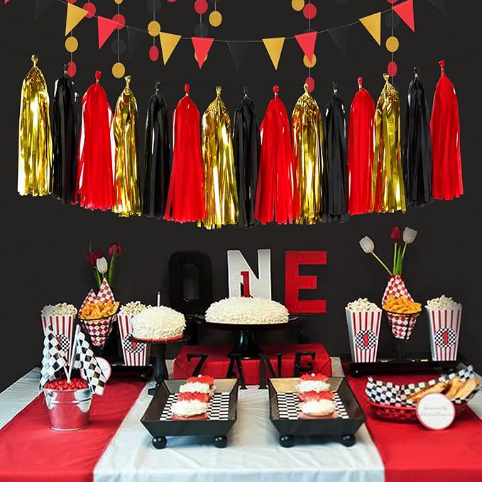 Red Black Gold Casino Theme Graduation Party Decorations 23pcs Kits