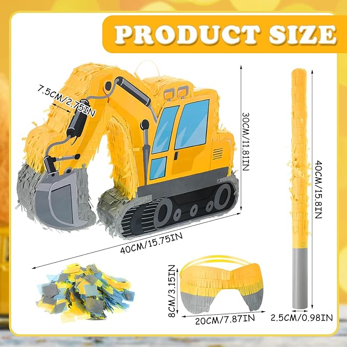 Excavator Construction Truck Pinata for Boys Birthday Party Supplies