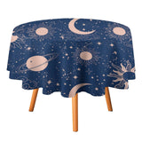 Moon Sun Round Tablecloth Vintage Star Magical Galaxy