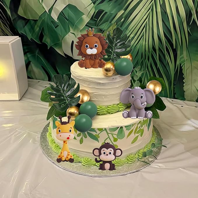 Safari Animal Cake Toppers Jungle Wild Cake Decorations