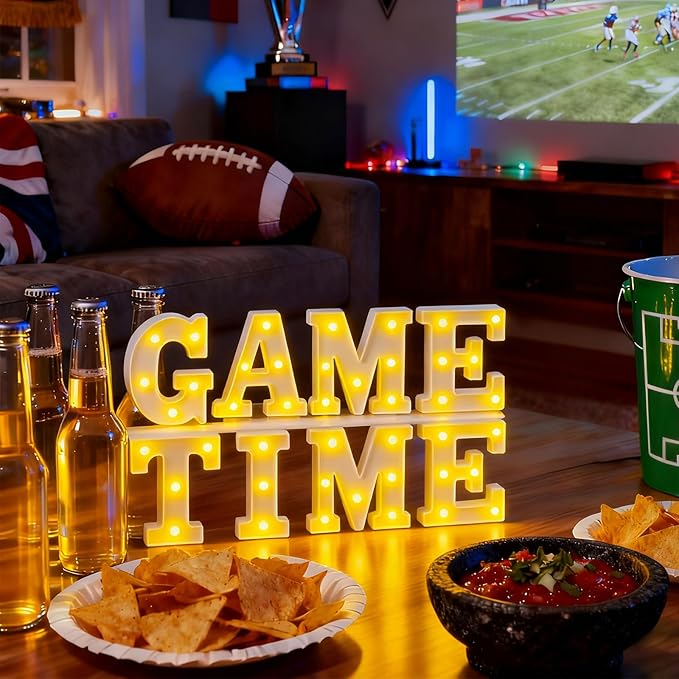 8 Pcs Game Time Football Party Decorations Game Time LED Lights up