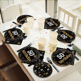 96 Pcs 50th Birthday Party Supplies Paper Plates Napkins Golden