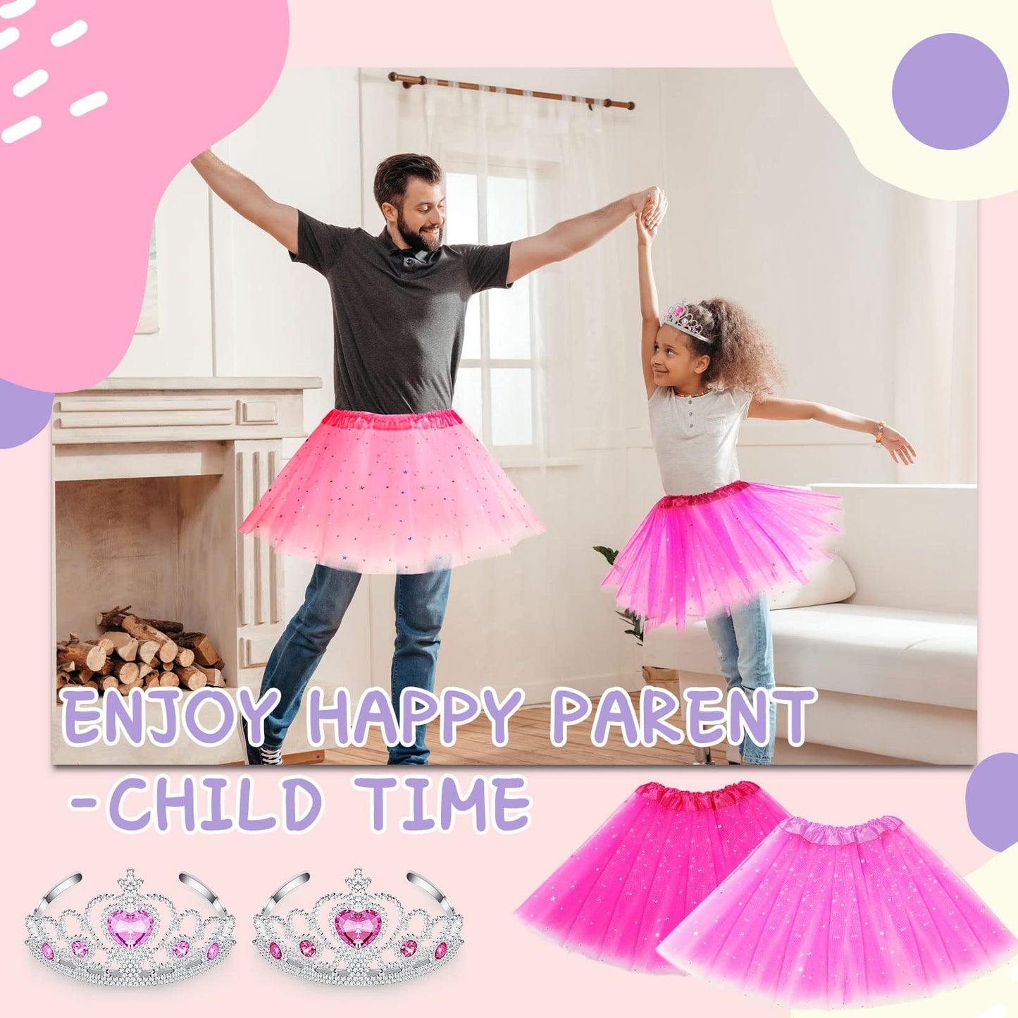 Zhanmai 16 Sets Tutu Dress and Tiara for Girls Princess Ballet Skirt