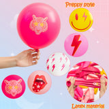 AellasNervalt 50Pcs Preppy Y2k Hot Pink Party Balloons Smile Face
