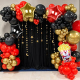 Movie Night Balloon Garland Arch Kit Red Black Metallic Gold