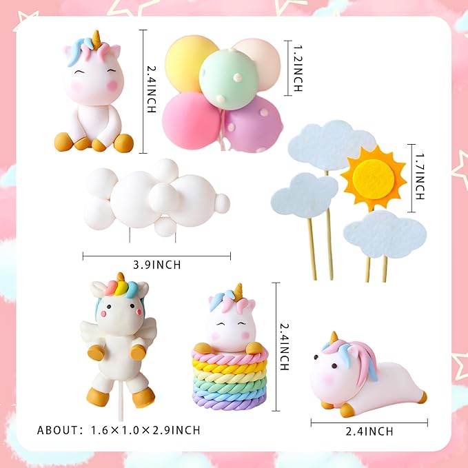 Luxury Unicorn Rainbow Cake Decoration Topper for Birthday Baby