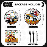 96 Pcs Monster Cartoon Truck 2nd Birthday Party Supplies I'm 2 Truck