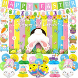 Easter Decorations for Home Happy Easter Banner Buuny Backdrop Chick