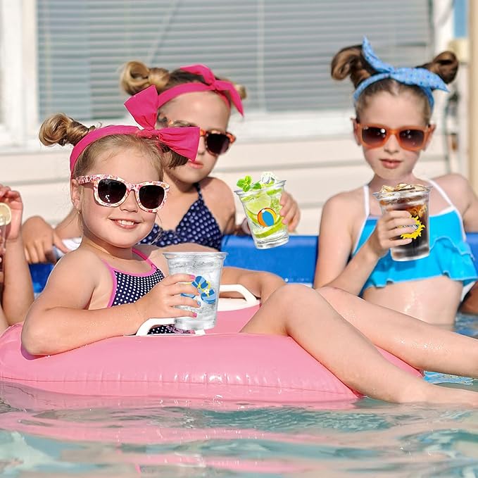 60 Pcs Pool Party Cups 10 oz Clear Disposable Summer Beach Cups