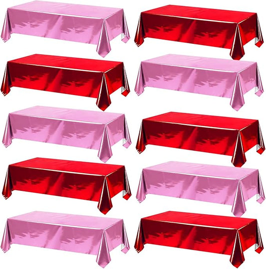 10 Pcs Valentine's Day Foil Table Cloth Disposable Rectangle