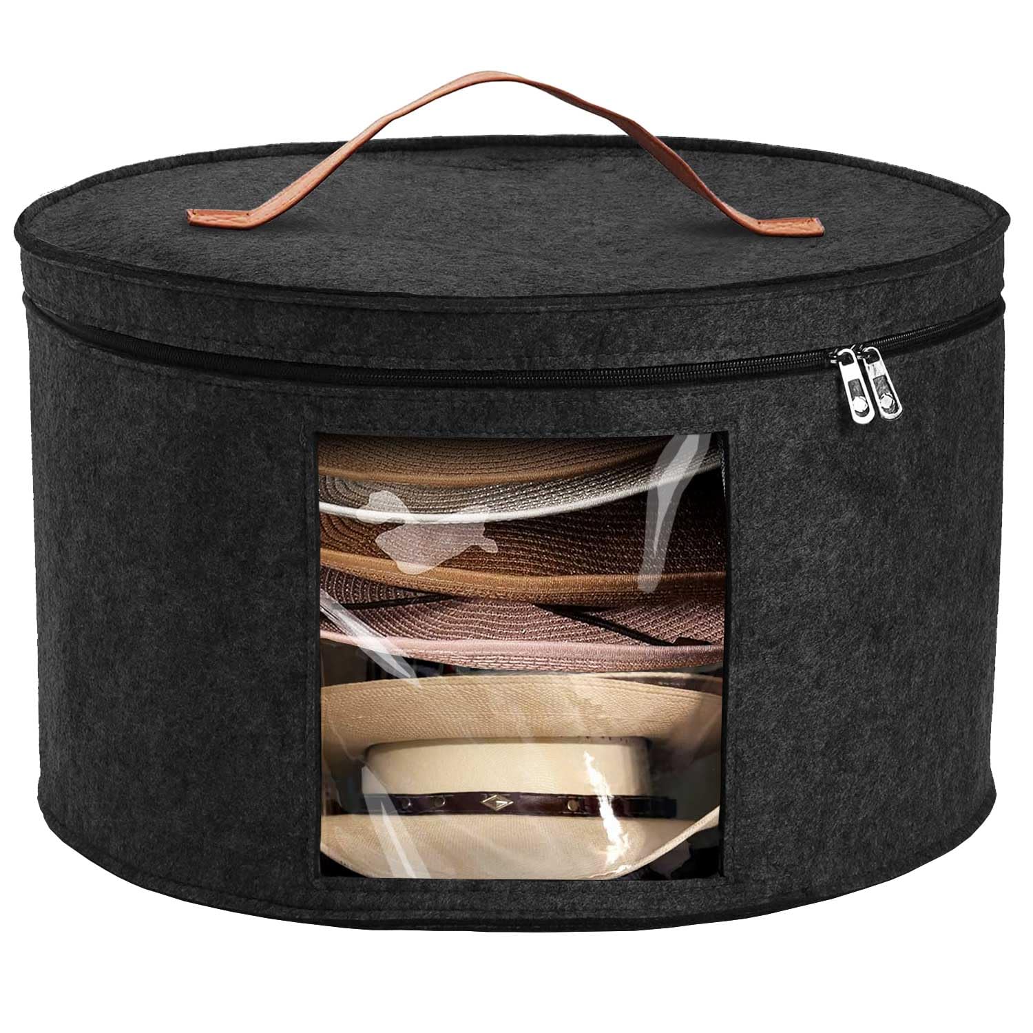 PANGTON Hat Box, Travel Hat Storage Box, Foldable Space-saving Hats