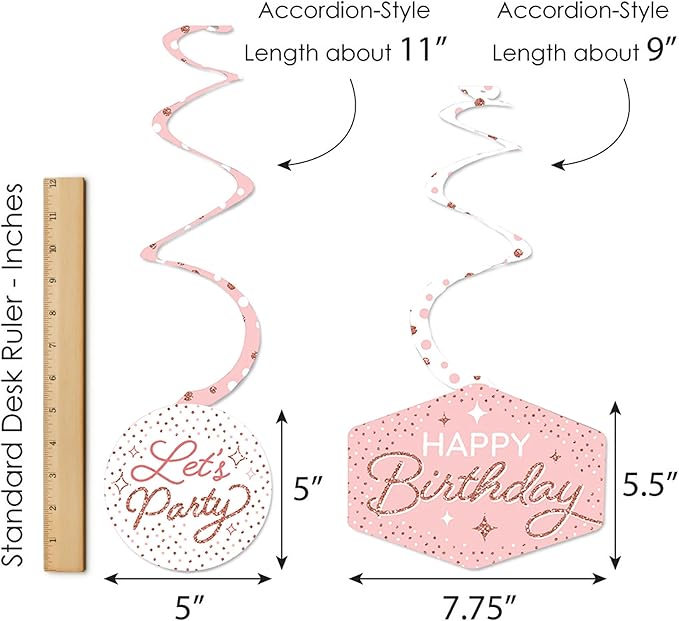 Big Dot of Happiness Pink Rose Gold Birthday Happy Birthday Party