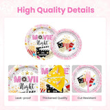 96 pcs Movie Night Party Decorations Pink Movie Night Plates and