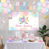 Unicorn Birthday Decorations Includes Banner Backdrop Balloons