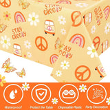 4 Pcs Stay Groovy Tablecloth Retro Hippie Boho Party Table Covers