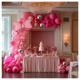 Pink Balloon Arch Kit Double Stuffed Peach Pink Bow Balloon Garland