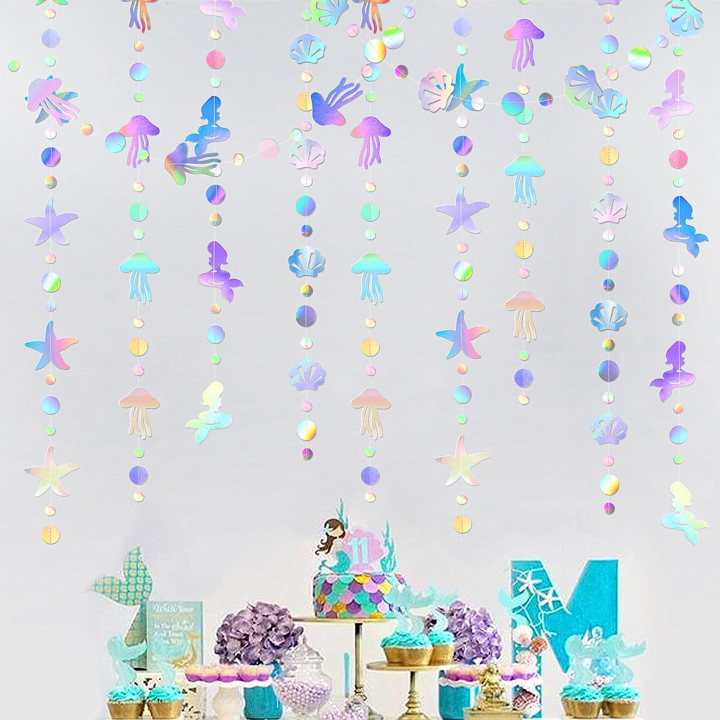 Iridescent Mermaid Birthday Party-Decorations Garland - 40FT Euphoria