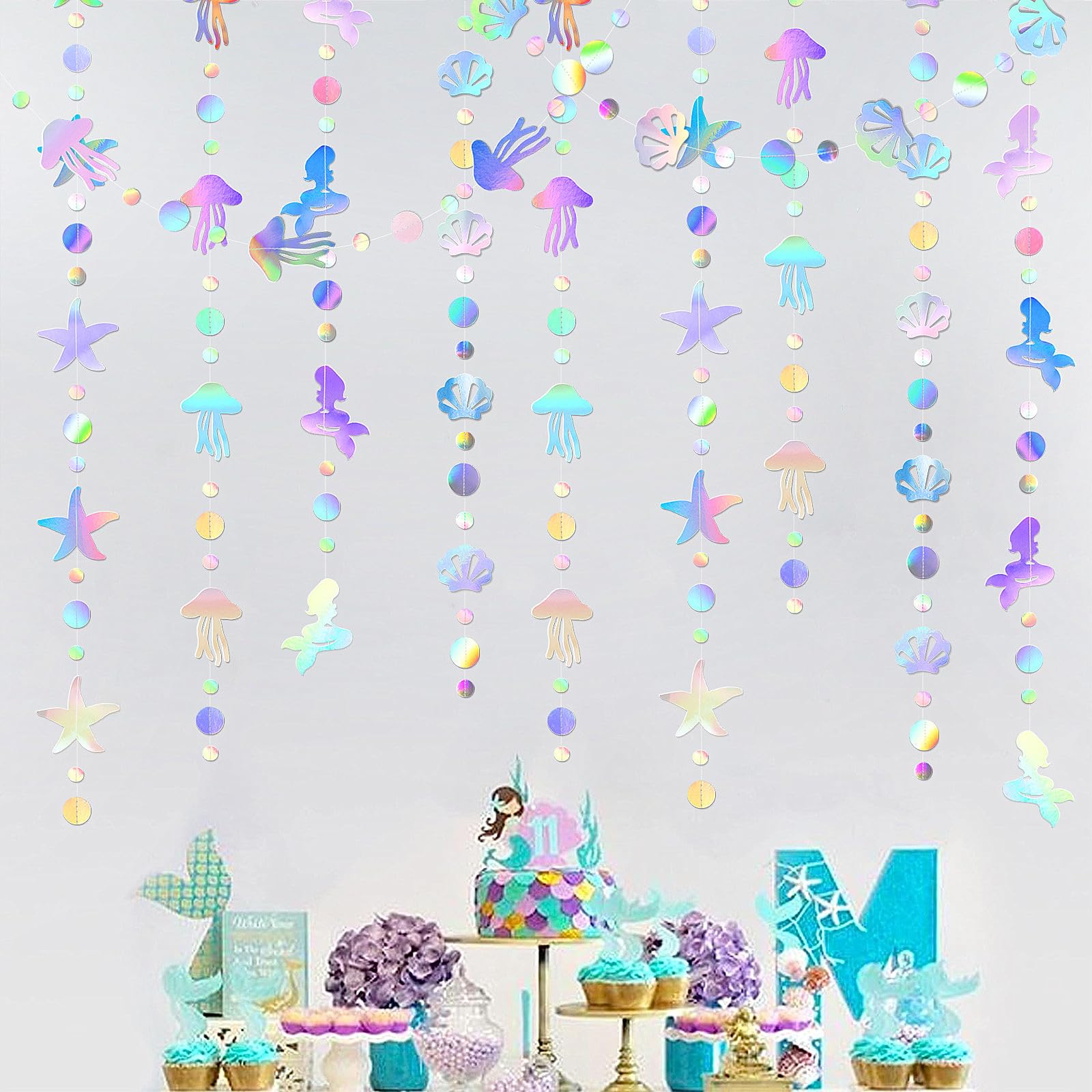Iridescent Mermaid Birthday Party-Decorations Garland - 40FT Euphoria