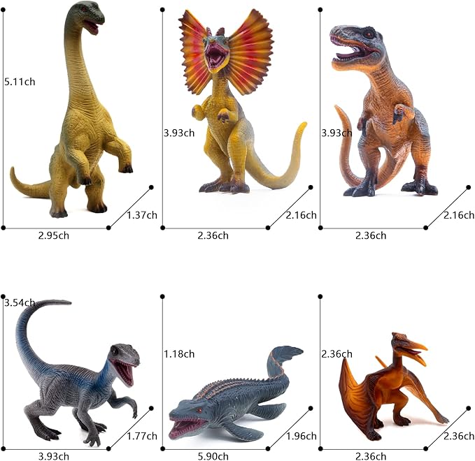 SIENON 6Pack 6.3 Inch Jurassic Dinosaur Toy Figures Realistic Dino