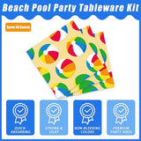200Pcs Summer Pool Beach Party Tableware Set Beach Pool Ball Party