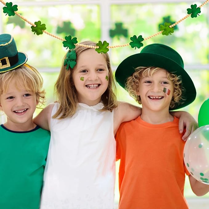St Patricks Day Garland 3D Felt St Patricks Shamrock Banner with