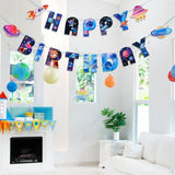 SUNBEAUTY Universe Outer Space Theme Birthday Banner Galaxy Happy