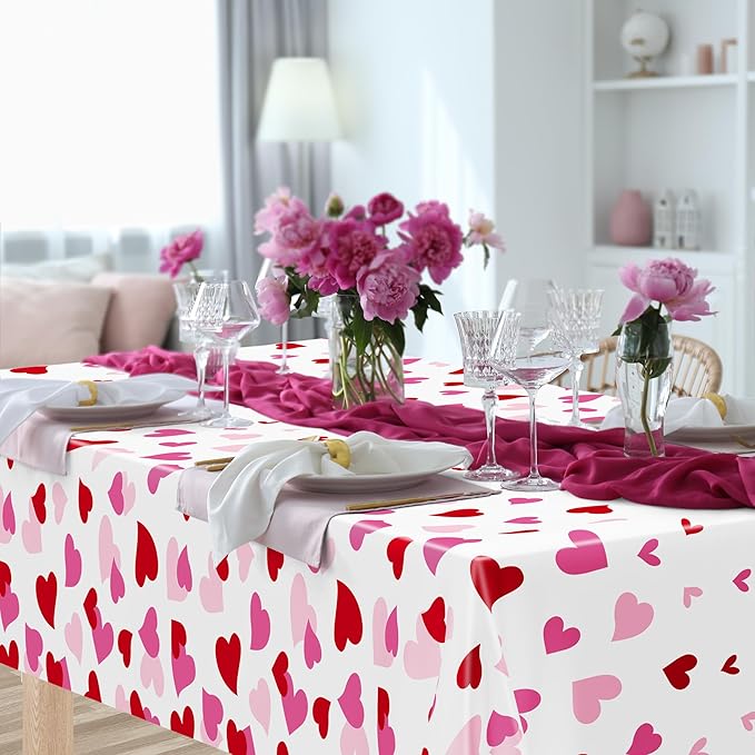 4 Pack Valentines Decorations, 108" X 54" Valentines Tablecloths,
