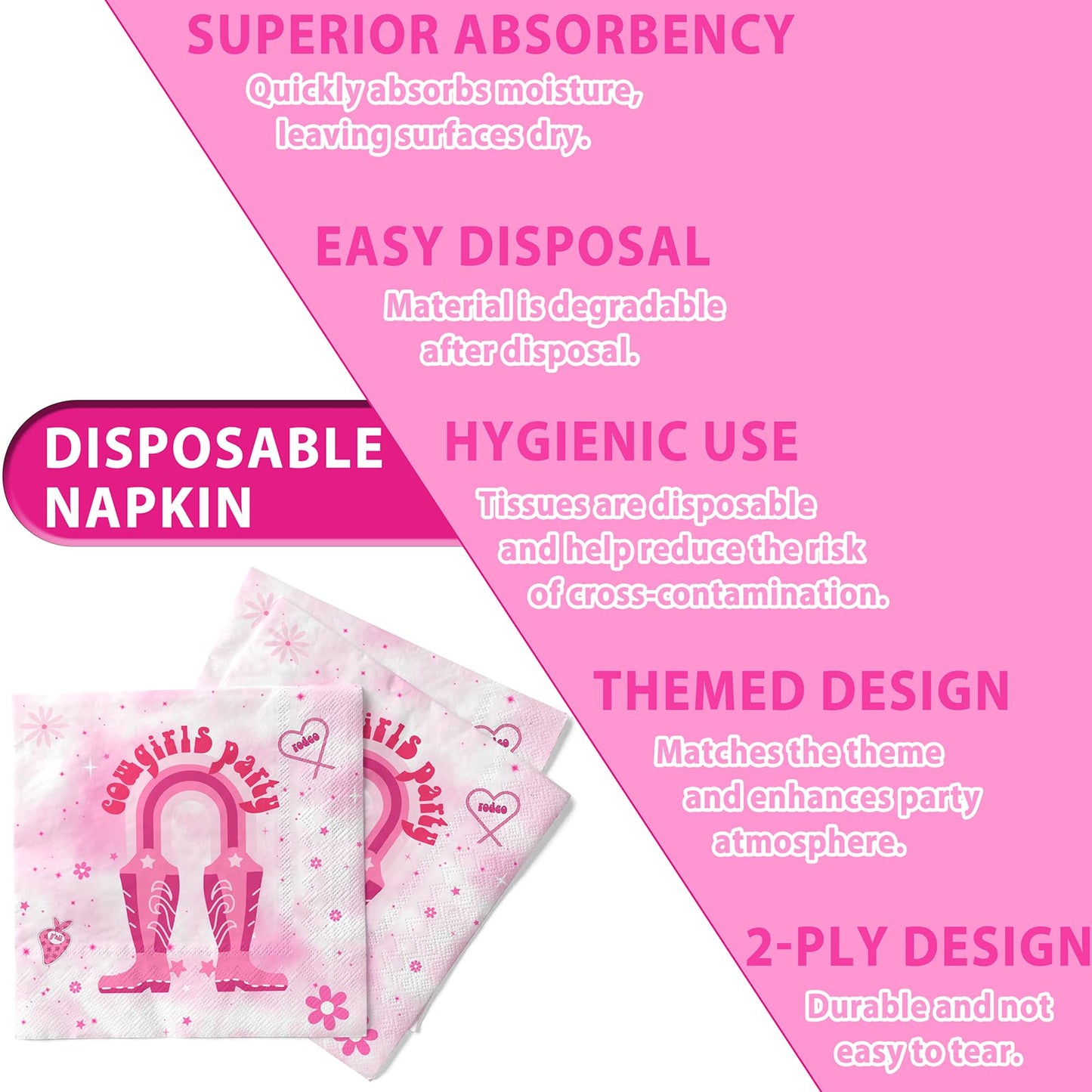 Pink Cowgirl Party Supplies Serves 20 - Nashville Bachelorette Party