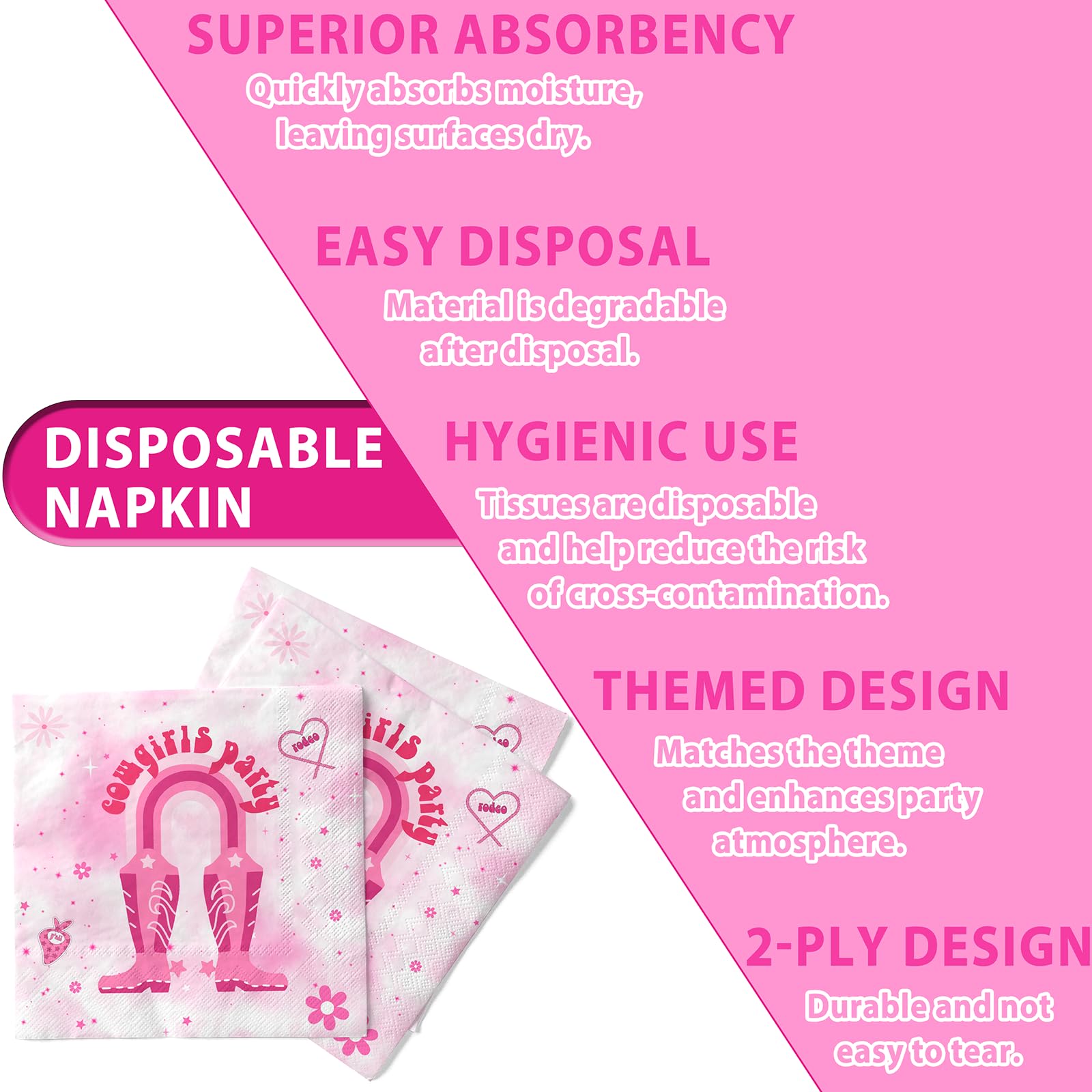 Pink Cowgirl Party Supplies Serves 20 - Nashville Bachelorette Party