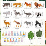 37 Pcs Jungle Animal Birthday Cake Toppers Mini Birthday Hat Animal