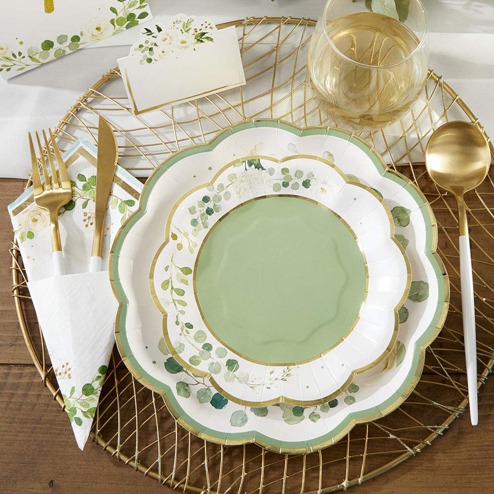 Kate Aspen Sage Green Party Decorations, Eucalyptus Floral Botanical