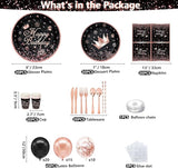 211 PCS Black and Rose Gold Party Decoration Rose Gold & Black Party