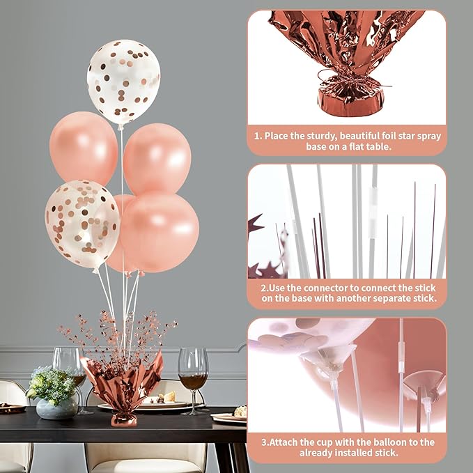 2 Set Rose Gold Christmas Table Balloons Foil Spray Table