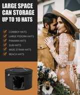 PANGTON Hat Box, Travel Hat Storage Box, Foldable Space-saving Hats