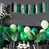 Black Green Silver Tassel Garland - 15pcs Soccer Party Supplies