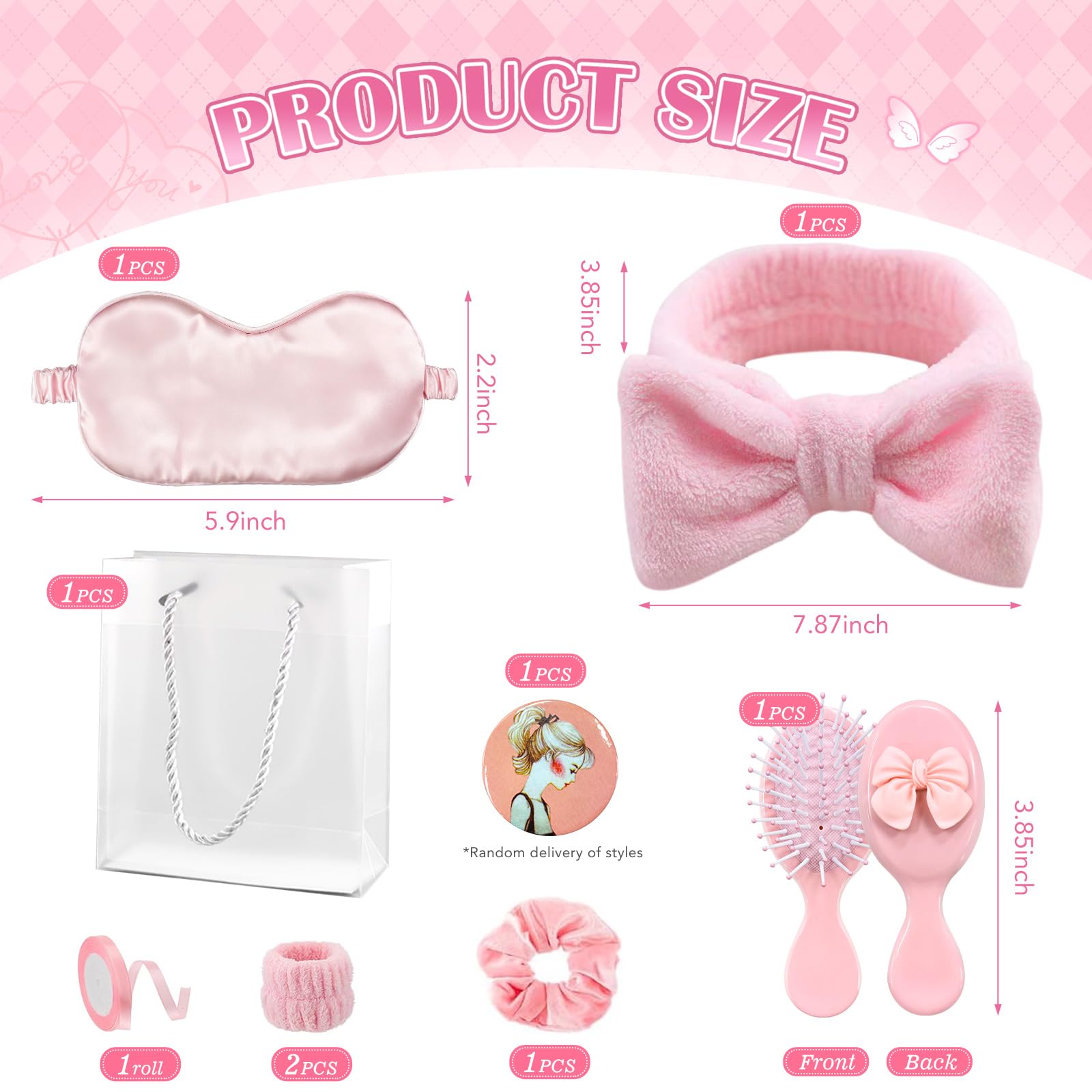 9 Pcs Sleepover Party Supplies for Girls Include Spa Headband Sleep