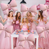 Biapian 6 Pcs Pink Bow Balloons, 38 Inch Giant Bow Foil Balloons,