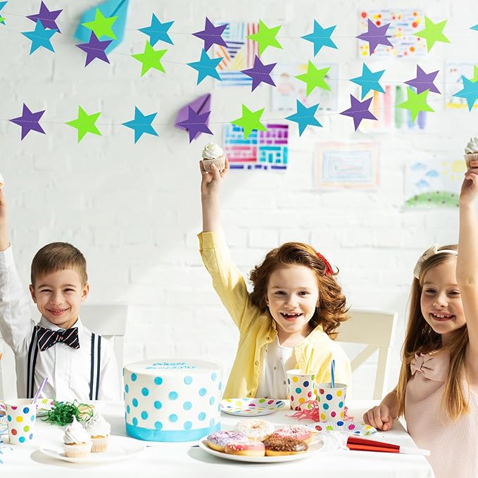 Patelai Glitter Star Garland Banner 2026 Party Decor 130 Feet Star Han