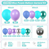 Mermaid Balloon Arch Kit 120pcs Blue Purple Balloon Garland Arch Kit