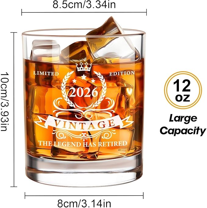LIGHTEN LIFE 2026 Retirement Gifts for Men 12 OZ Retirement Whiskey